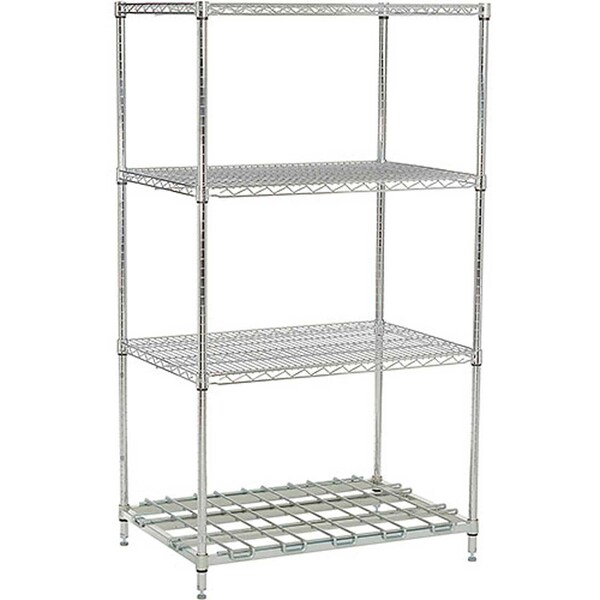 Nexel Nexelon, 4 Tier, Wire Shelving Unit, 1 Heavy Duty Shelf, 48W x 18D x 74H 184871DSN - main